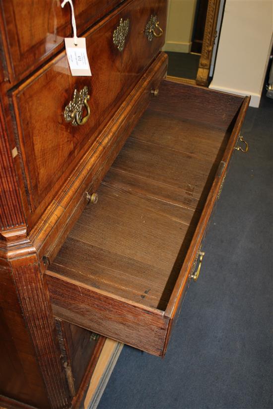 An 18th century walnut and featherbanded chest on chest, W.3ft 6in.